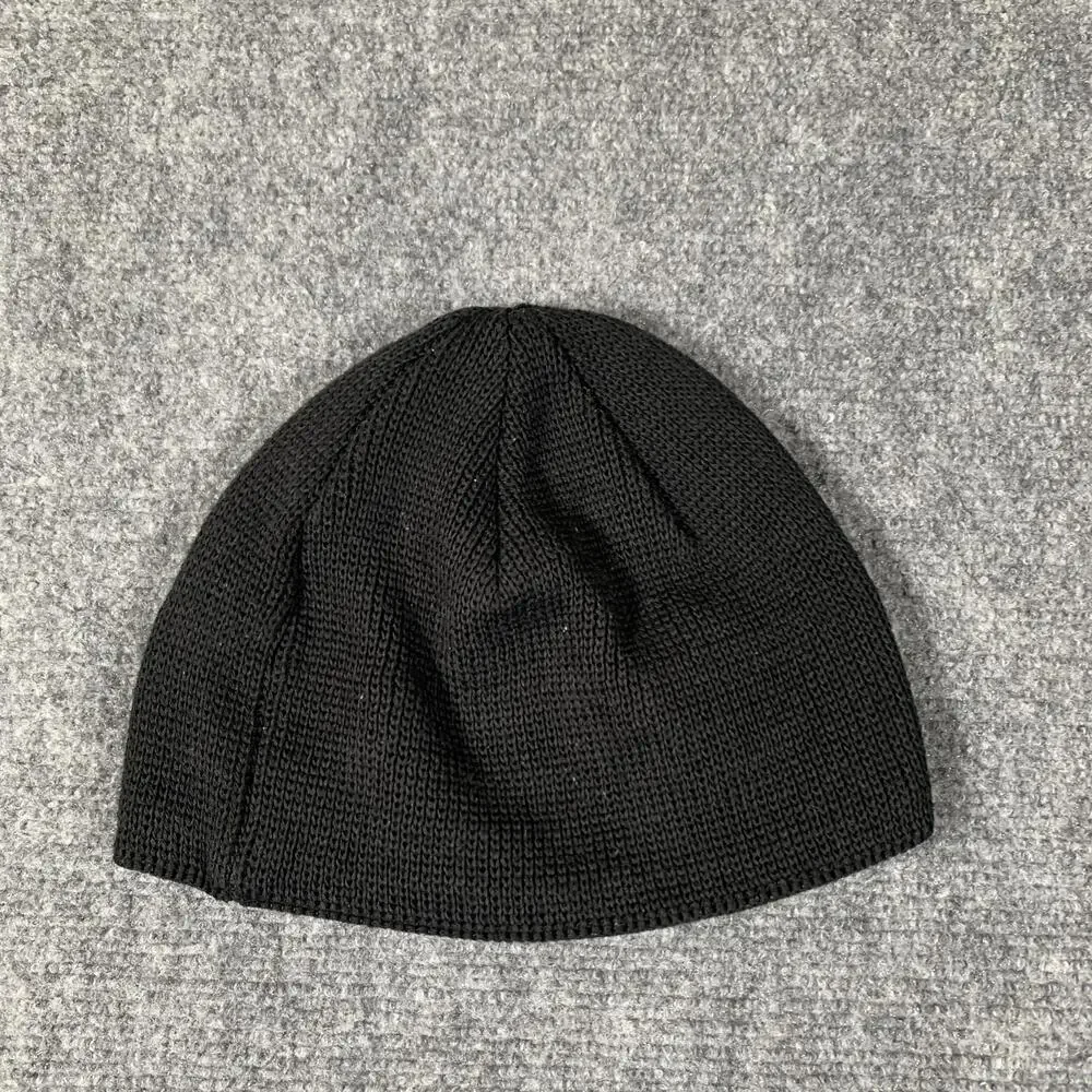 The North Face Beanie Hat Boys One Size Black Knit Fleece Lined Logo Winter